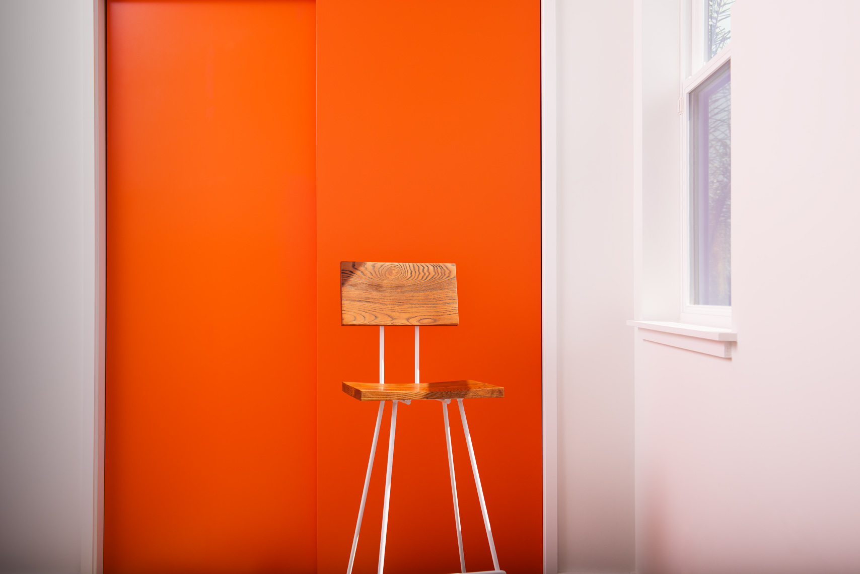 wood barstool in interior room
