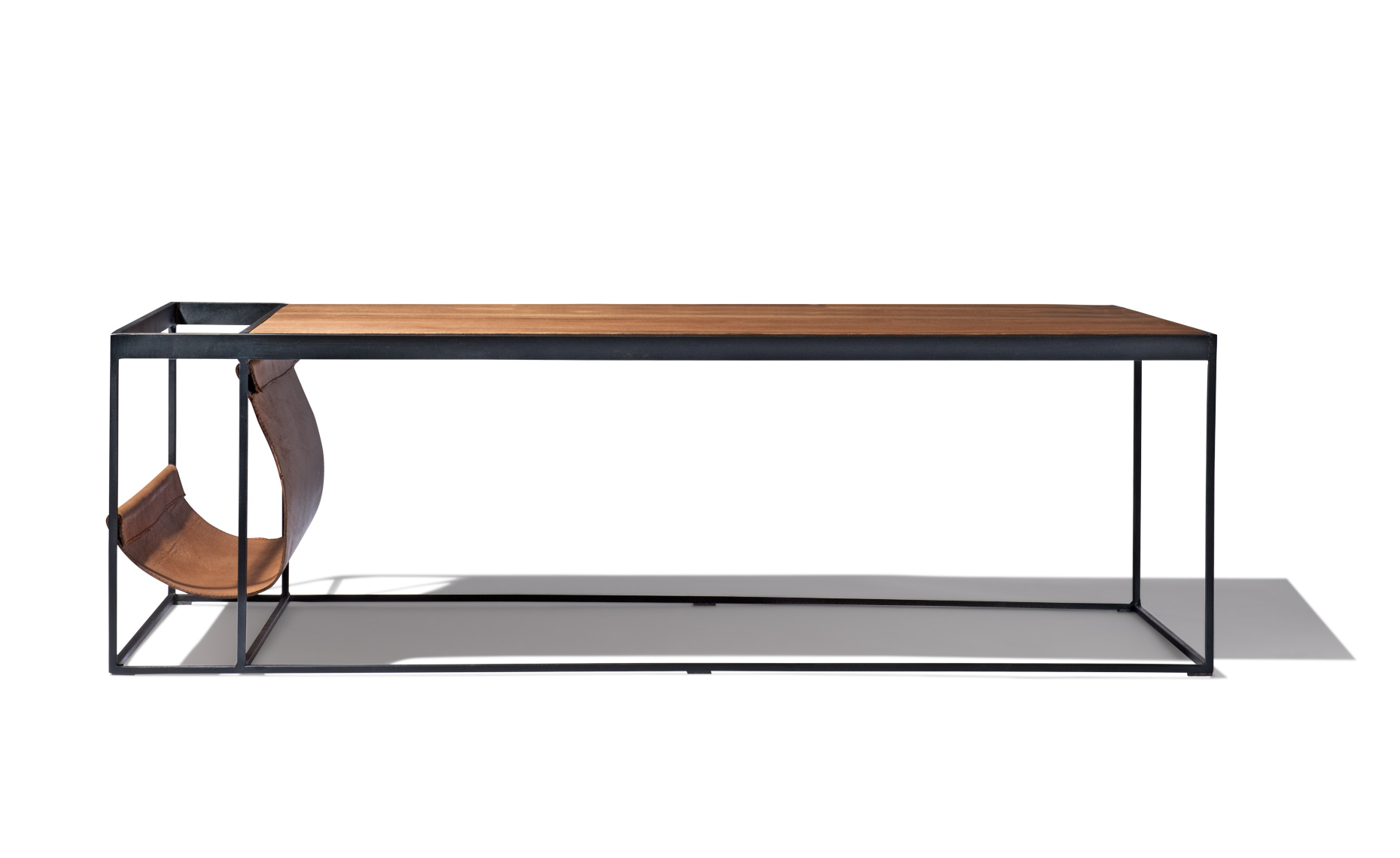 cocktail table with magazine sling
