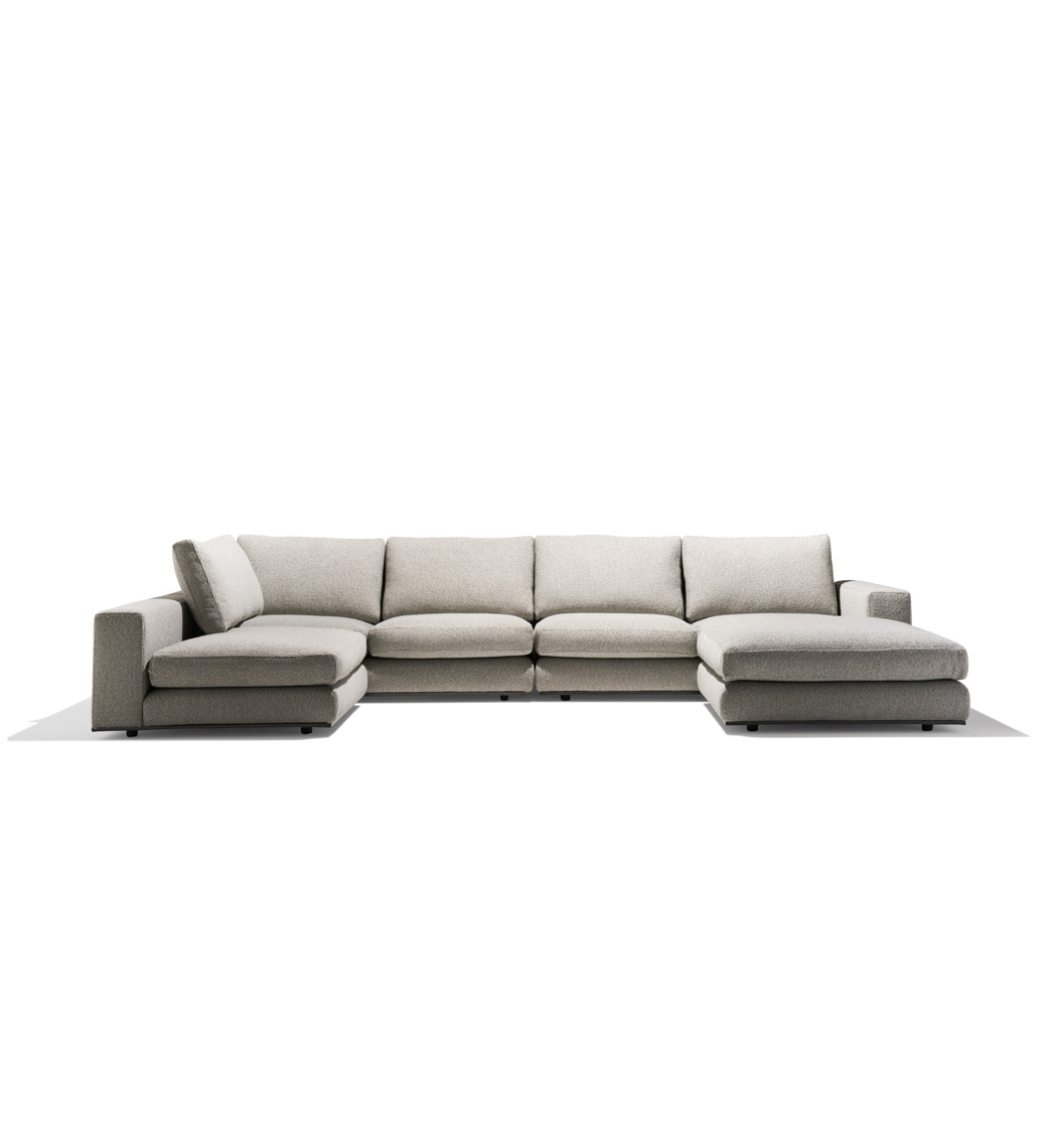 modular grey sectional sofa on white