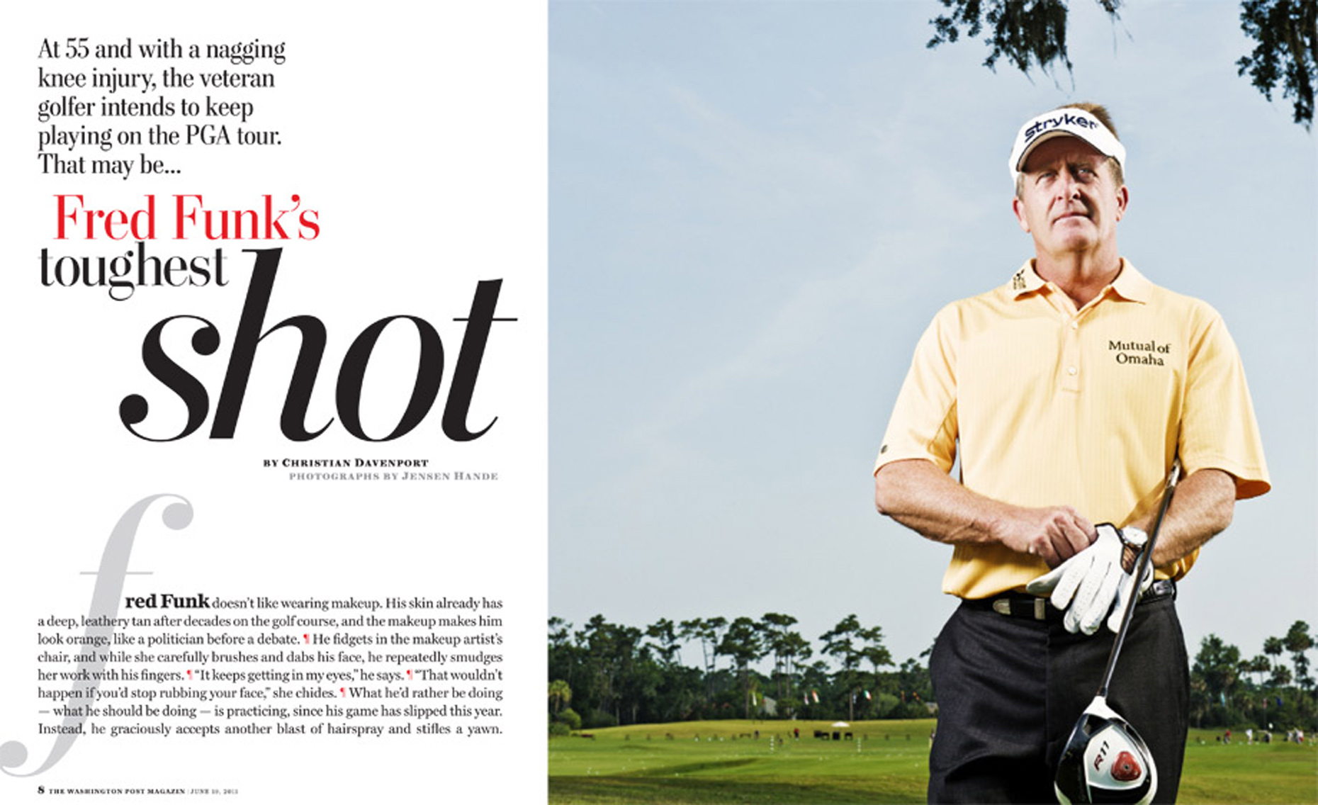 Editorial, Advertising and Corporate Location Photography Jacksonville, Florida Fred Funk Washington Post Magazine PGA