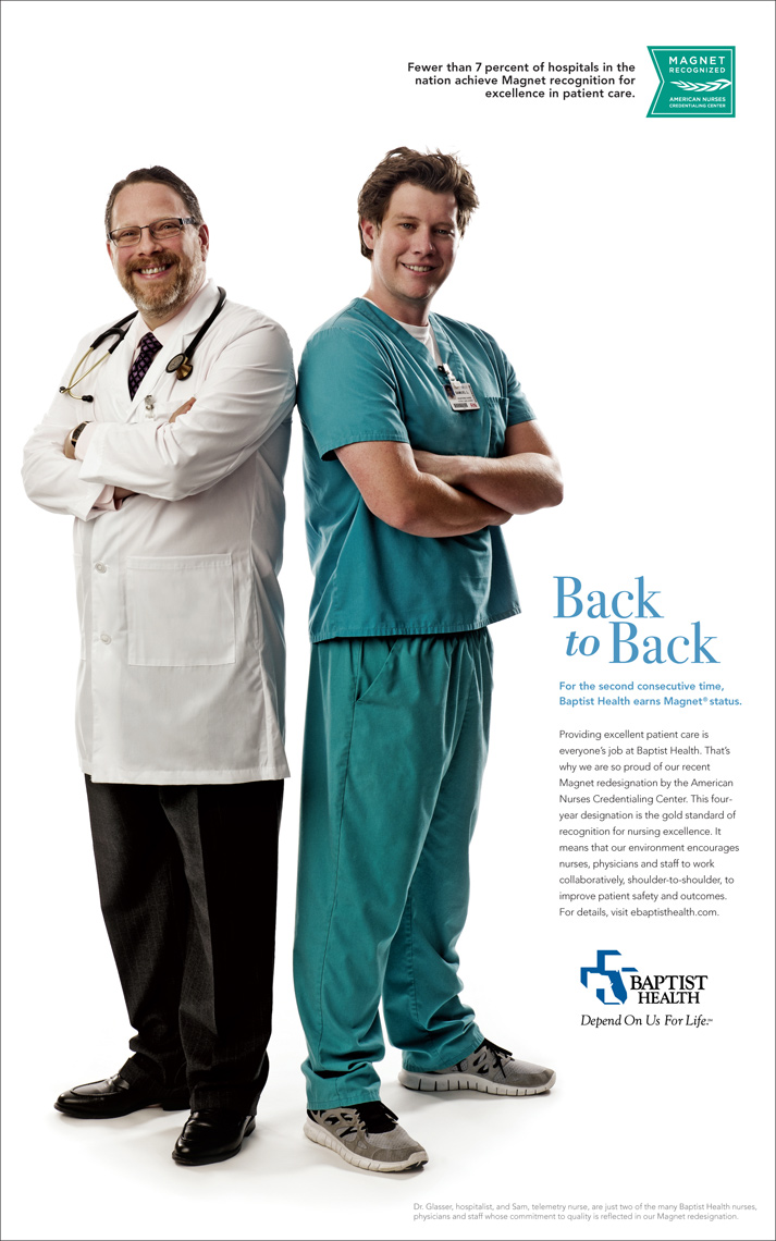 Editorial, Advertising and Corporate Studio Location Photography Jacksonville, Florida Baptist Medical Campaign