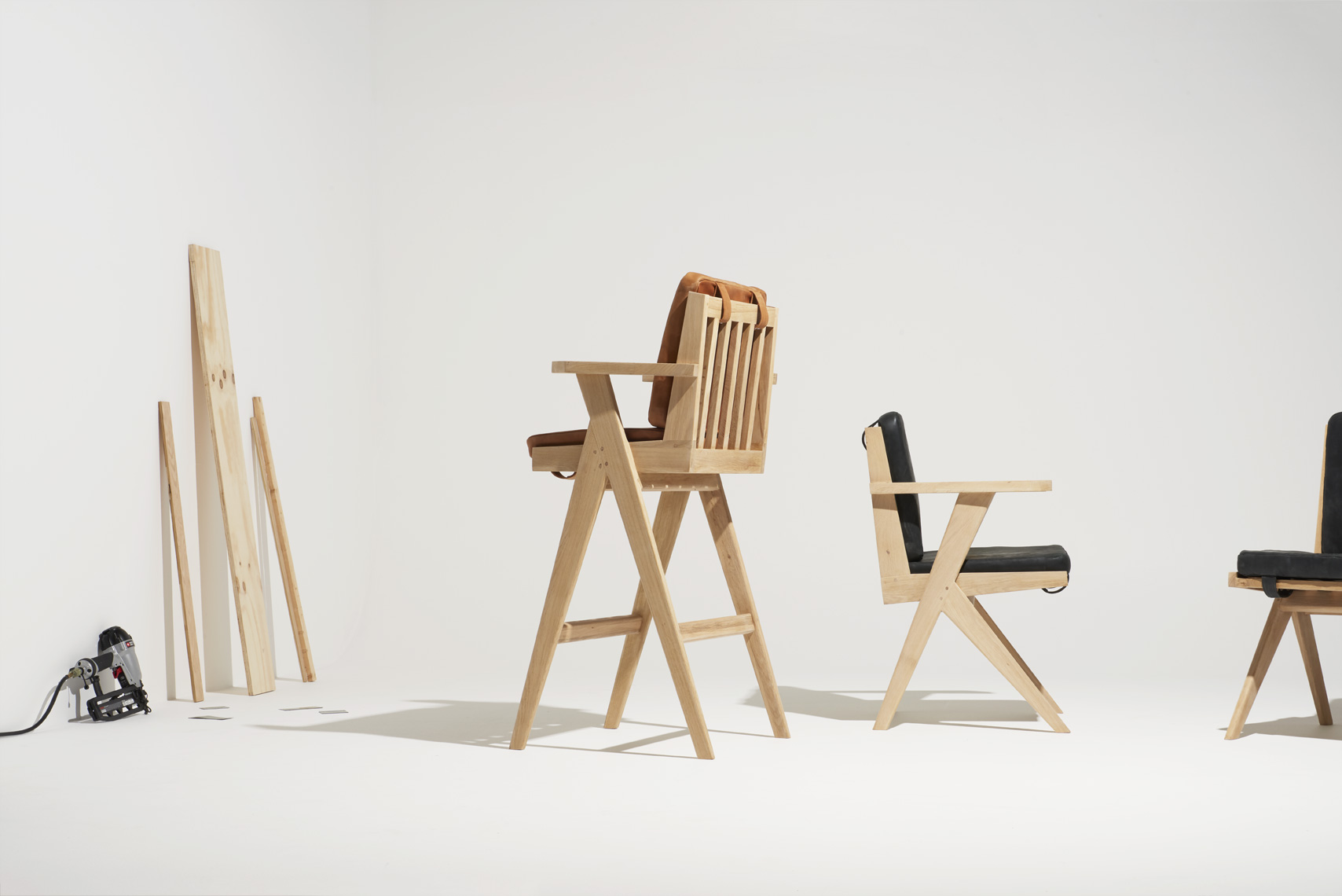 Editorial collection of modern wood barstools
